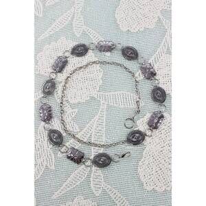 NEW LETO women's geometric western chain belt in antique silver